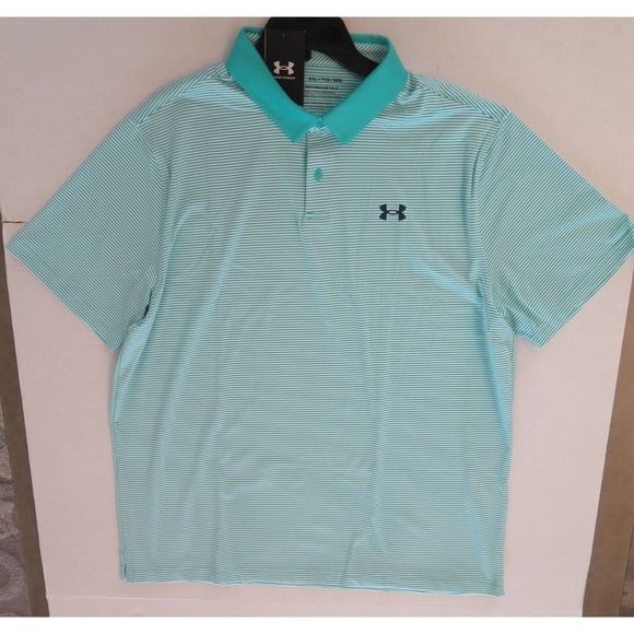 Under Armour 1361823 Men's Sz 2XL Neptune/Academy Blue Performance Stripe Polo - Picture 6 of 8